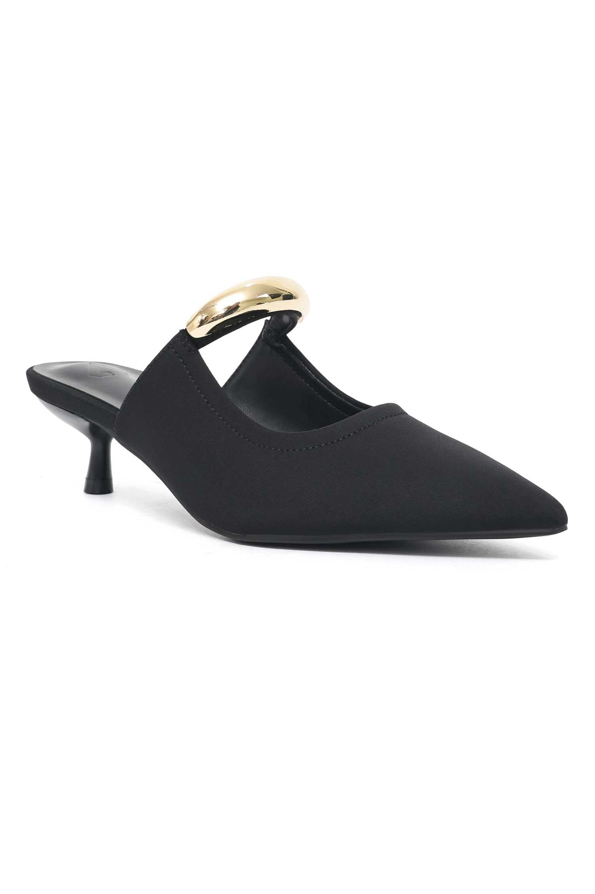 CLASSIC BUCKLE MULE HEEL-BLACK