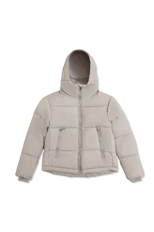 HIGH-NECK QUILTED PUFFER-BEIGE