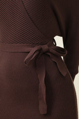 MIDI KNIT DRESS SWEATER-COFFEE