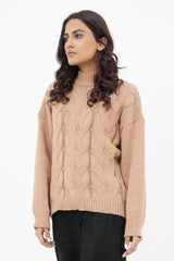 ALMAS WOVEN KNIT SWEATER-KHAKI