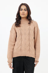 ALMAS WOVEN KNIT SWEATER-KHAKI
