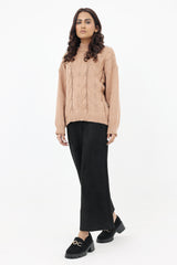 ALMAS WOVEN KNIT SWEATER-KHAKI