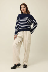 PARISIAN BUTTON SWEATER-NAVY