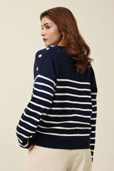 PARISIAN BUTTON SWEATER-NAVY
