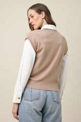 SLEEVELESS MONO SWEATER-BEIGE