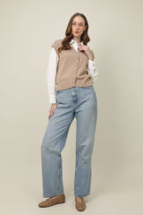 SLEEVELESS MONO SWEATER-BEIGE