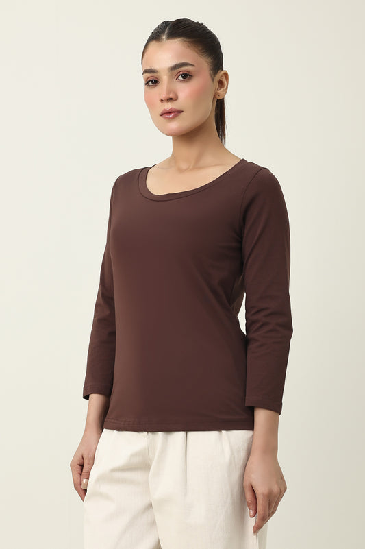 BEAUTIFULY TAILORED SOFT TOP-CHOCOLATE