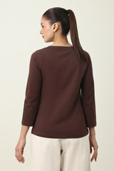 BEAUTIFULY TAILORED SOFT TOP-CHOCOLATE