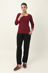 BEAUTIFULY TAILORED SOFT TOP-MAROON