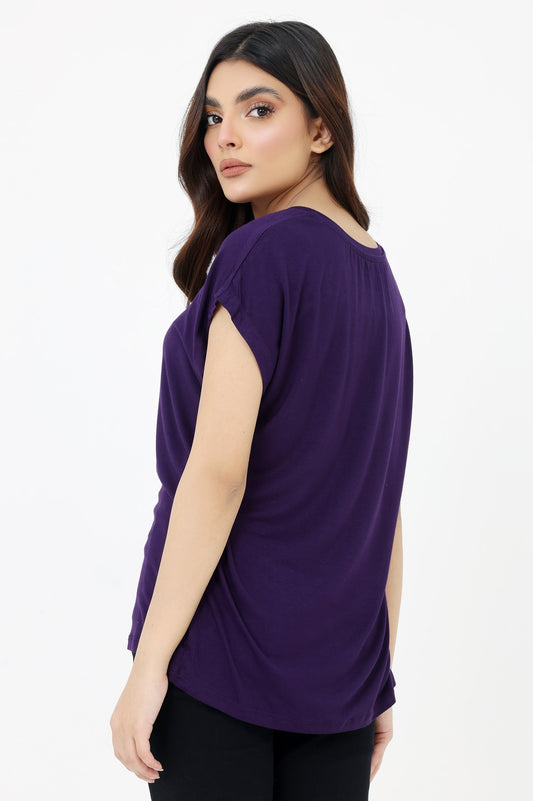 OVERSIZE PLAIN TEE-PURPLE