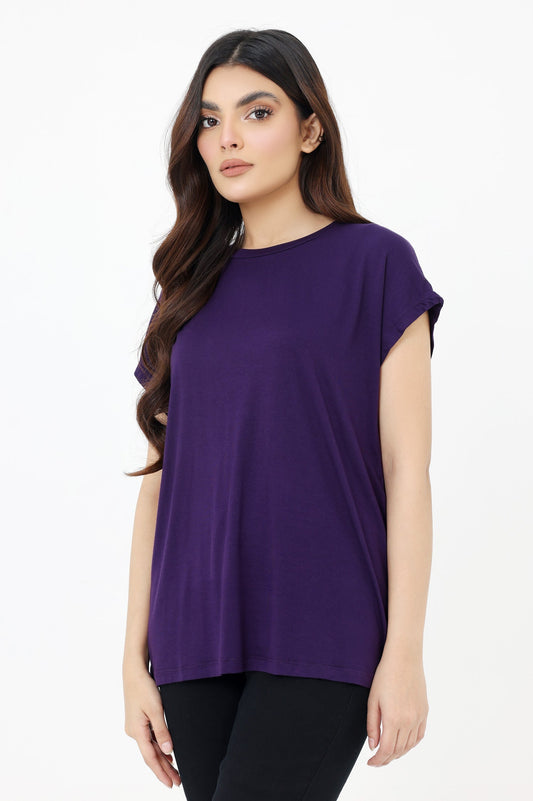 OVERSIZE PLAIN TEE-PURPLE