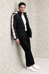 SPORTY PUFFER JACKET-BLK/KHAKI