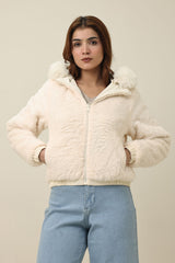 SNOWHAVEN FUR-LINED PUFFER JACKET-WHITE