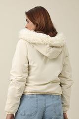 SNOWHAVEN FUR-LINED PUFFER JACKET-WHITE