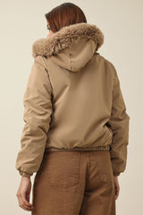 SNOWHAVEN FUR-LINED PUFFER JACKET-KHAKI