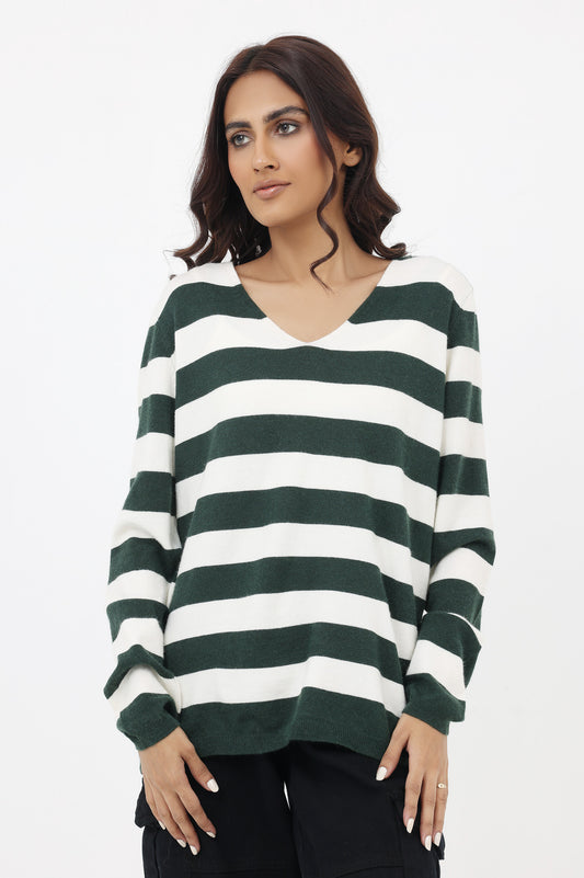 STRIPES SWEATER-ARMY-GREEN