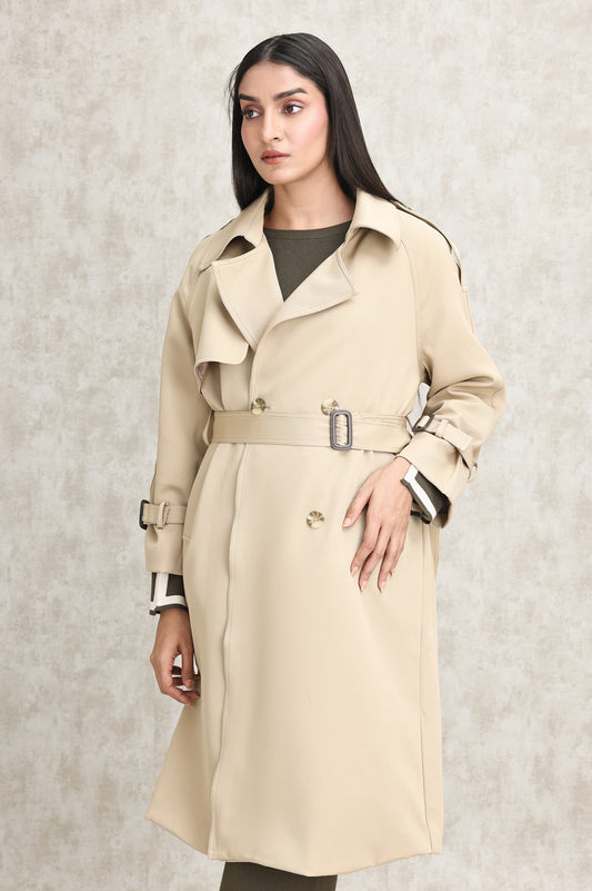 TAILORED TRENCH COAT-KHAKI