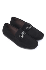 TEXTURED SUEDE LOAFERS-BLACK