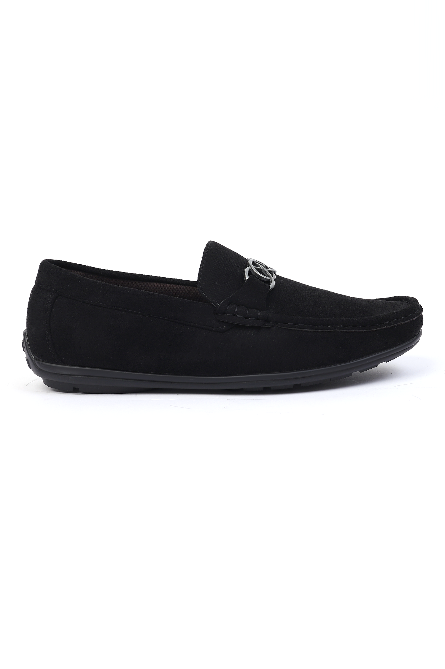 TEXTURED SUEDE LOAFERS-BLACK