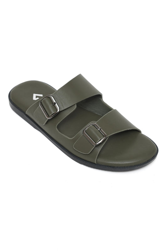 BOLD STRIDE LUXE BUCKLE SANDAL-OLIVE