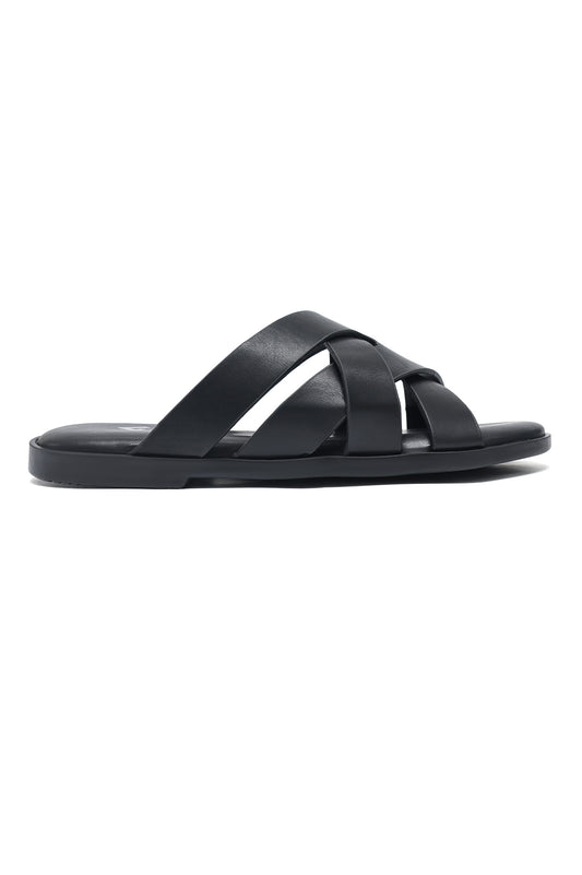 INTERLOCK LAYERED SANDALS-BLACK