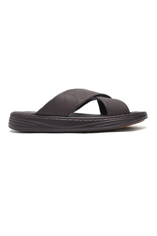 EVERYDAY CROSSOVER STRAP SLIDES-COFFEE