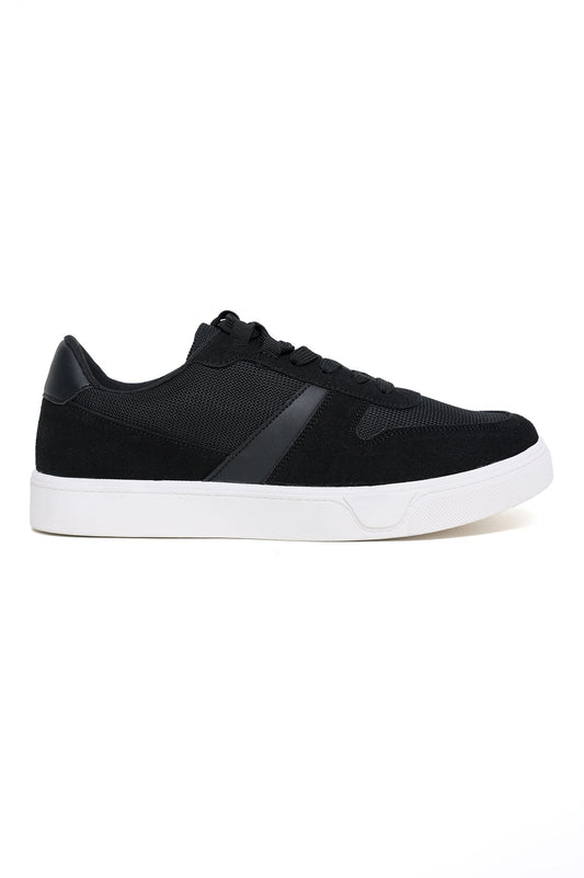 MESH PANEL LOW-TOP SNEAKERS-BLACK
