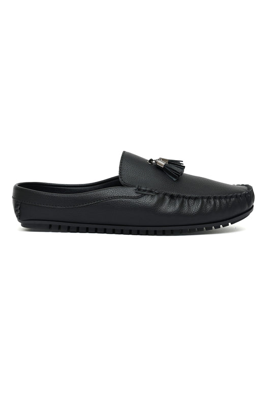 TASSELED SLIP-ON LOAFERS-BLACK