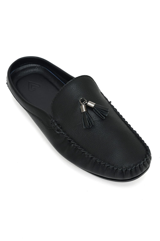TASSELED SLIP-ON LOAFERS-BLACK