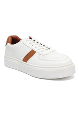 PERFORATED RISE COURT SNEAKER-WHITE/BROWN