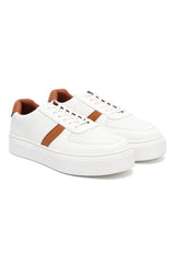 PERFORATED RISE COURT SNEAKER-WHITE/BROWN