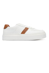 PERFORATED RISE COURT SNEAKER-WHITE/BROWN