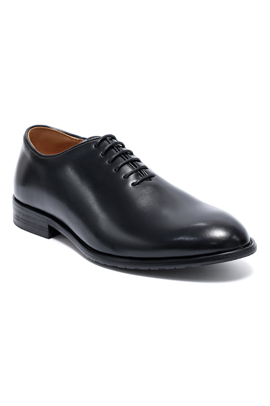 PLAIN TOE LACE-UP DRESS SHOES-BLACK