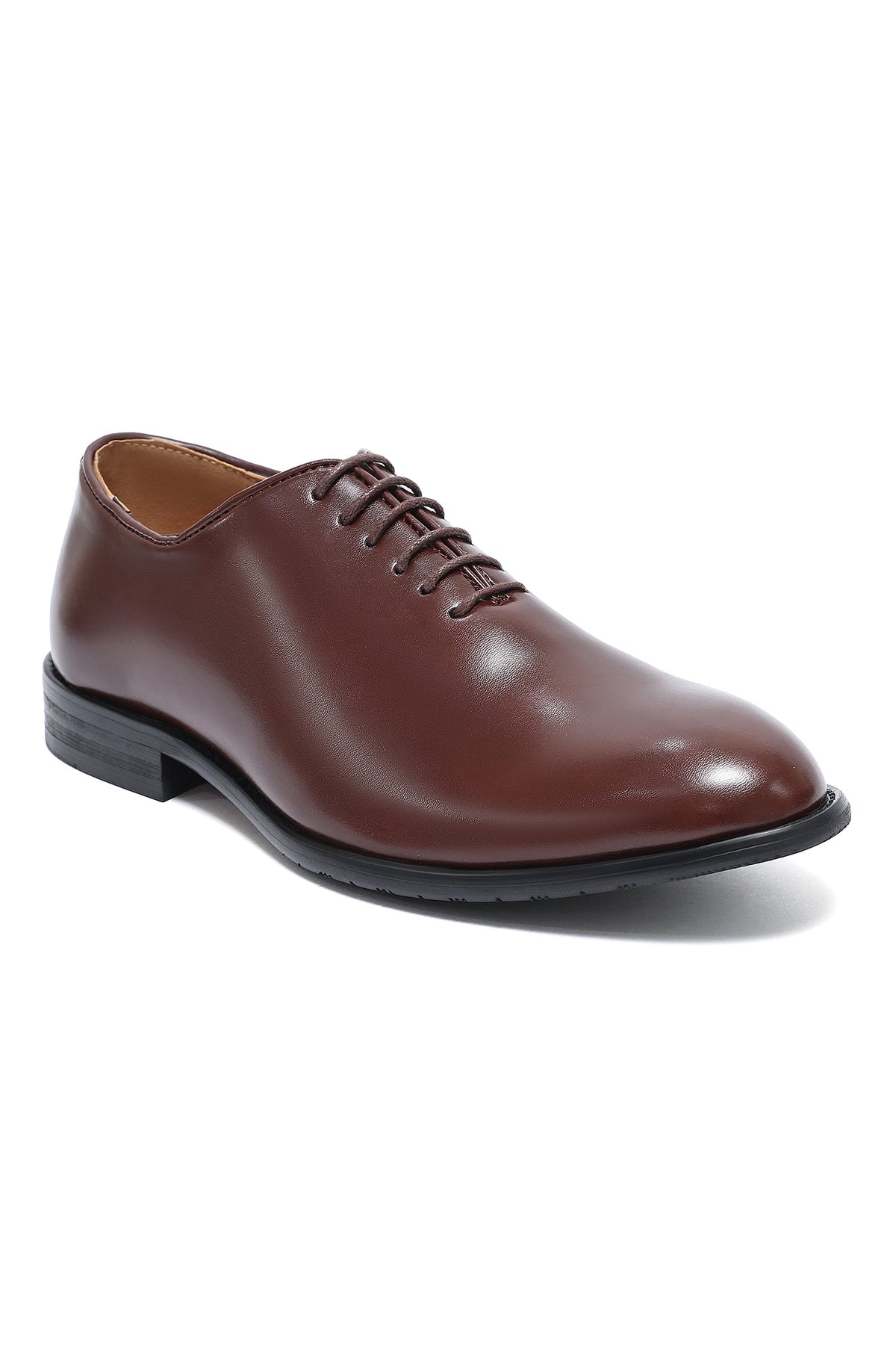 PLAIN TOE LACE-UP DRESS SHOES-COFFEE