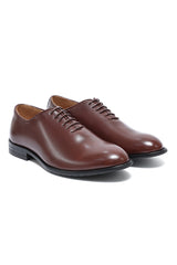 PLAIN TOE LACE-UP DRESS SHOES-COFFEE