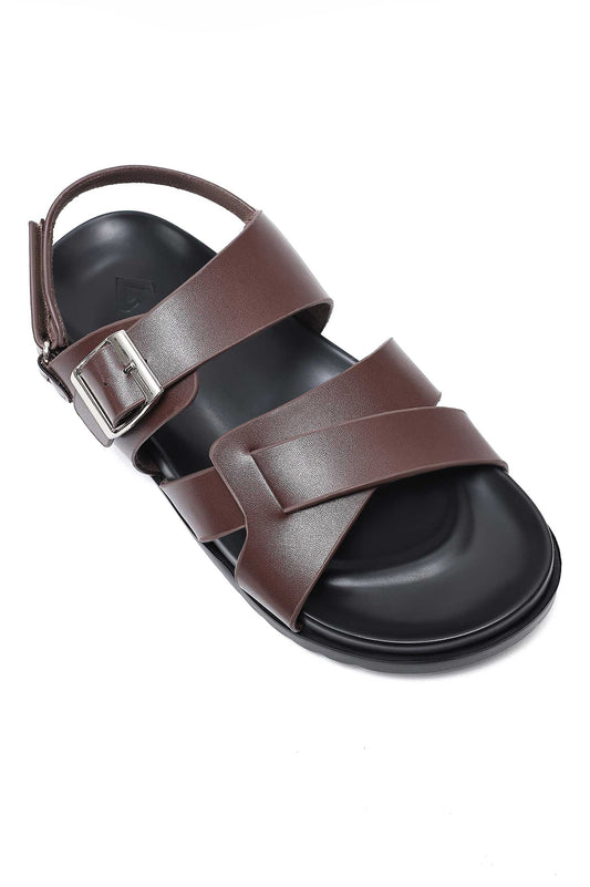 ELITE CROSS STRAP SLIDES-COFFEE