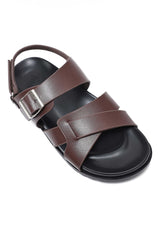 ELITE CROSS STRAP SLIDES-COFFEE