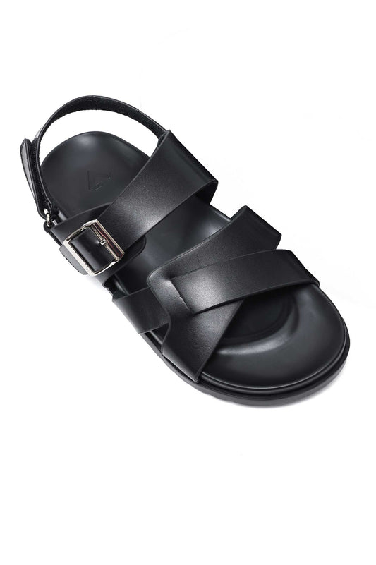 ELITE CROSS STRAP SLIDES-BLACK