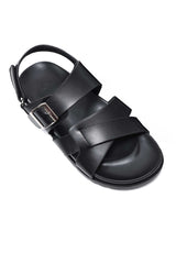 ELITE CROSS STRAP SLIDES-BLACK