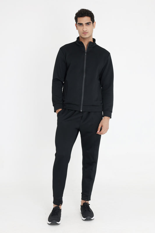 MOISTURE-WICK JOGGING JACKET-BLACK