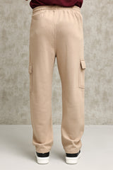 FLEECE-CARGO RELAXED TROUSERS-KHAKI