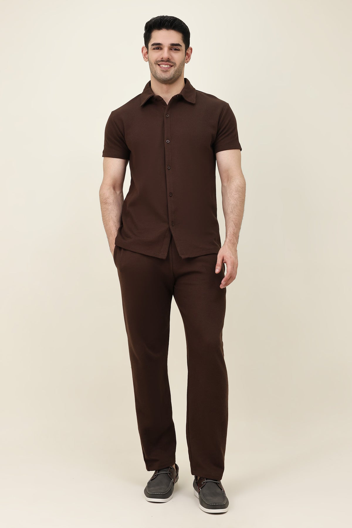 EASY RIBBED CO-ORD SET-COFFEE