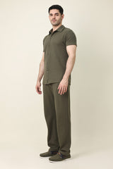 EASY RIBBED CO-ORD SET-OLIVE
