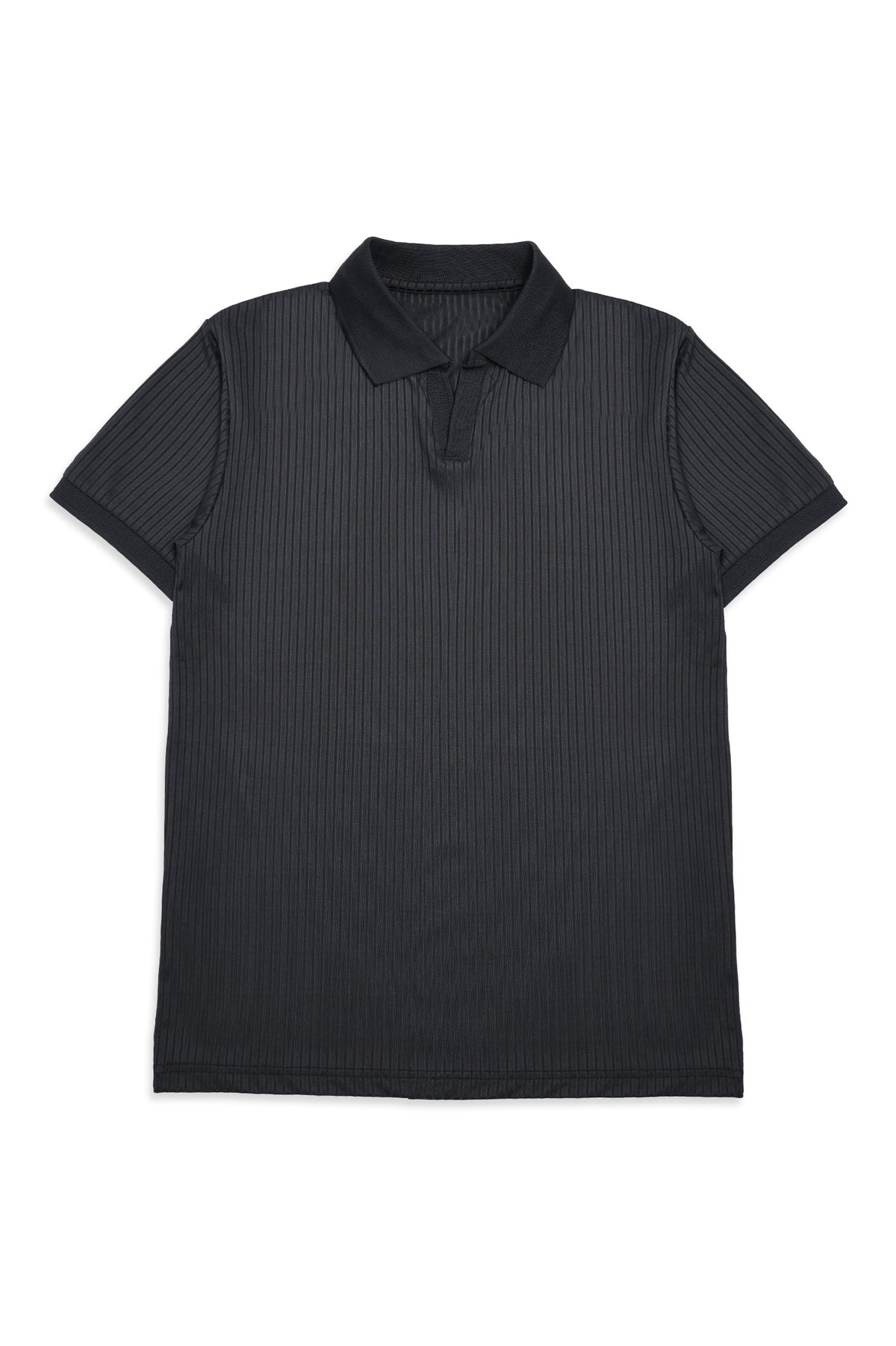 ATHLEISURE RIB POLO-BLACK