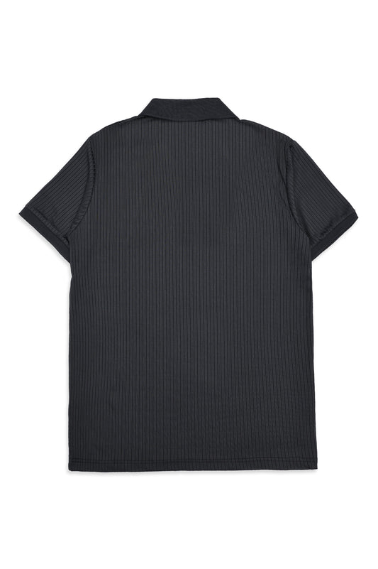 ATHLEISURE RIB POLO-BLACK