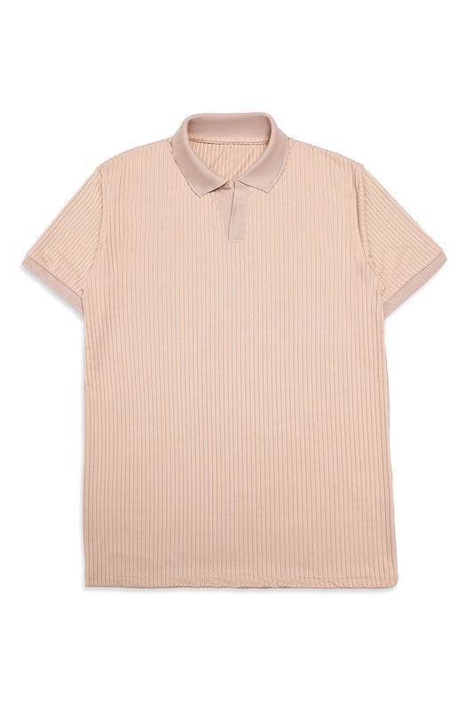 ATHLEISURE RIB POLO-KHAKI