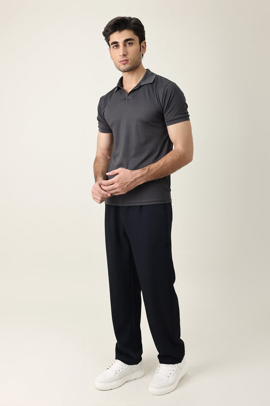 STRAIGHT CUT POLO SHIRT-GREY