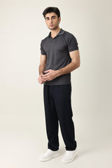 STRAIGHT CUT POLO SHIRT-GREY