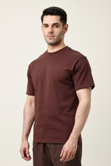 MEN SOLID HALF SLEEVE-COFFEE