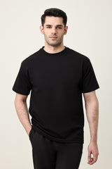 MEN SOLID HALF SLEEVE-BLACK